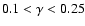 $0.1 < \gamma < 0.25$