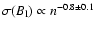 $\sigma(B_{\rm l}) \propto n^{-0.8\pm0.1}$