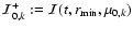 ${\cal I}^+_{0,k}:={\cal I}(t,r_{\rm min},\mu_{0,k})$