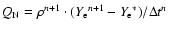 $Q_{\rm N}=\rho^{n+1}\cdot ({Y_{\rm e}}^{n+1}-{Y_{\rm e}}^{*})/\Delta t^n$