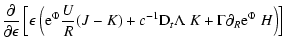 $\displaystyle \frac{\partial}{\partial \epsilon}\left[
\epsilon~\Big(
{\rm e}^{...
...+c^{-1} {\rm D}_t \Lambda~ K
+\Gamma
\partial_R {\rm e}^{\Phi}~ H
\Big) \right]$