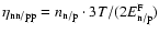 $\eta_{\rm nn/pp}=n_{\rm n/p}\cdot 3T/(2 E^{\rm F}_{\rm n/p})$