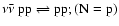 $\nu\bar\nu~{\rm pp}\rightleftharpoons {\rm pp}; ({\rm N}={\rm p})$