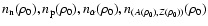 $n_{\rm n}(\rho_0), n_{\rm p}(\rho_0), n_{\alpha}(\rho_0),
n_{(A(\rho_0),Z(\rho_0))}(\rho_0)$