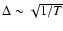 $\Delta \sim \sqrt{1/T}$