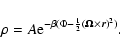 \begin{displaymath}\rho=A {\rm e}^{-\beta(\Phi-{1\over 2}({\bf\Omega}\times \vec{r})^{2})}.
\end{displaymath}
