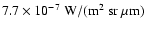$\rm 7.7\times 10^{-7}~W/(m^2~sr~\mu m)$