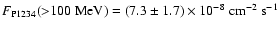 $F_{\rm P1234}({>}100~{\rm MeV})=(7.3 \pm 1.7) \times 10^{-8}~{\rm cm}^{-2} ~{\rm s}^{-1}$
