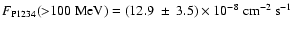 $F_{\rm P1234}({>}100~{\rm MeV}) =(12.9~ \pm~ 3.5) \times 10^{-8}~{\rm cm}^{-2} ~{\rm s}^{-1}$