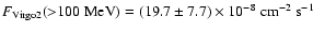 $F_{\rm Virgo2}({>}100~{\rm MeV}) =(19.7 \pm 7.7) \times 10^{-8}~{\rm cm}^{-2} ~{\rm s}^{-1}$