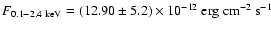 $F_{0.1-2.4
~{\rm keV}} = (12.90 \pm 5.2)\times 10^{-12}~{\rm erg} ~{\rm cm}^{-2} ~{\rm
s}^{-1}$