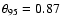$\theta_{95}= 0.87$