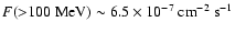 $F({>}100~{\rm MeV}) \sim 6.5
\times 10^{-7}~{\rm cm}^{-2} ~{\rm s}^{-1}$