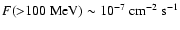 $F({>}100~{\rm MeV}) \sim 10^{-7}~{\rm cm}^{-2} ~{\rm s}^{-1}$