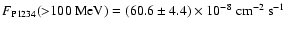 $F_{\rm P1234}({>}100~{\rm MeV}) = (60.6 \pm 4.4) \times
10^{-8}~{\rm cm}^{-2} ~{\rm s}^{-1}$