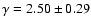$\gamma=2.50 \pm 0.29$