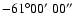 $-61^{\circ}00\hbox{$^\prime$ }00\hbox{$^{\prime\prime}$ }$