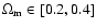 $\Omega _{\rm m}\in [0.2,0.4]$