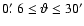 $0\hbox {$.\mkern -4mu^\prime $ }6\le {\vartheta }\le 30'$