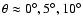 $\theta \approx 0^{\circ }, 5^{\circ }, 10^{\circ }$