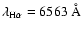 $\lambda_{\rm H\alpha} =6563~{\rm\AA}$