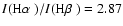 $I(\hbox{H$\alpha$ })/I(\hbox{H$\beta$ }) = 2.87$