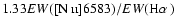 $1.33EW(\hbox{[N~{\sc ii}]}6583)/EW(\hbox{H$\alpha$ })$