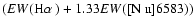 $(EW(\hbox{H$\alpha$ })+1.33EW(\hbox{[N~{\sc ii}]}6583))$
