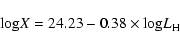 \begin{displaymath}%
{\rm log} X = 24.23 - 0.38\times{\rm log} L_{\rm H}
\end{displaymath}