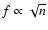 $f\propto\sqrt n$