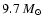$9.7~M_\odot$