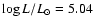 $\log L/L_{\odot} = 5.04$