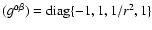 $(g^{\alpha \beta})={\rm diag}\{-1,1,1/r^2,1\}$