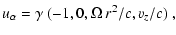 $\displaystyle u_{\alpha}= \gamma~(-1,0,\Omega~r^2/c,v_z/c)~,$