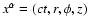 $x^{\alpha}=(ct,r,\phi,z)$