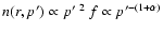$n(r,p') \propto p'^{~2}~
f \propto p'^{-(1+\alpha)}$