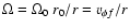 $\Omega=\Omega_0~r_0/r=v_{\phi f}/r$
