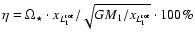 $\eta=\Omega_\star\cdot
x_{L_1^{\rm rot}}/\protect\sqrt{GM_1/x_{L_1^{\rm rot}}}\cdot100\%$