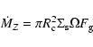 \begin{displaymath}{ \dot M_Z } = {\pi R_{\rm c}^2 \Sigma_{\rm s} \Omega F_{\rm g}}
\end{displaymath}