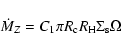 \begin{displaymath}{\dot M_Z} = C_1 \pi R_{\rm c} R_{\rm H} \Sigma_{\rm s} \Omega
\end{displaymath}