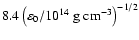 $8.4\left(\varepsilon_0/10^{14}~{\rm g\ cm^{-3}}
\right)^{-1/2}$