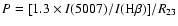 $P = [1.3 \times I(5007)/I({\rm H}\beta)]/R_{\rm 23}$
