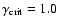 $\gamma_{\rm crit}=1.0$