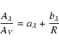\begin{displaymath}\frac{A_\lambda}{A_V}=a_\lambda + \frac{b_\lambda}{R}
\end{displaymath}
