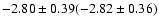 $-2.80\pm0.39 (-2.82\pm0.36)$