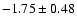 $-1.75\pm0.48$