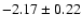 $-2.17\pm0.22$