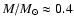 $M/M_{\odot}\approx 0.4$