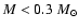 $M<0.3~M_{\odot}$