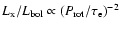 $L_{\rm x}/L_{\rm
bol}\propto (P_{\rm rot}/\tau_{\rm e})^{-2}$